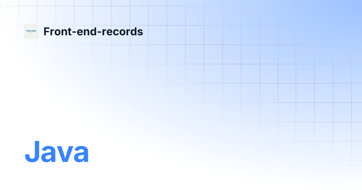 Java | Front-end-records